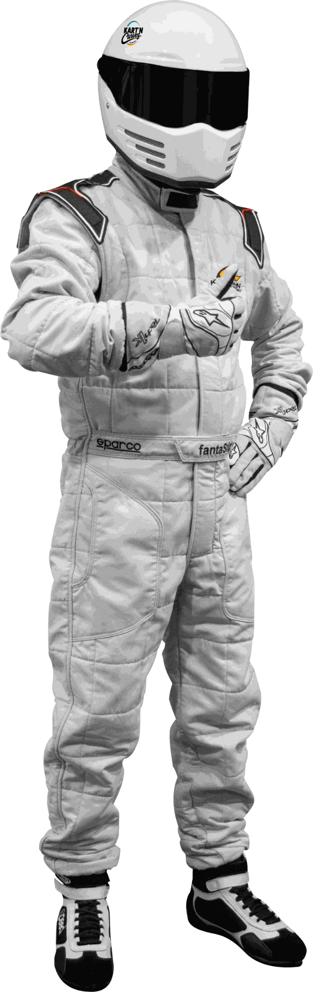 Rennfahrer mit KART'N Curves Helm